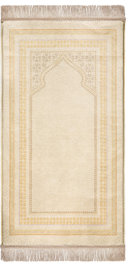 سجادة صلاة طبية باللون البيج و الأصفر الذهبي