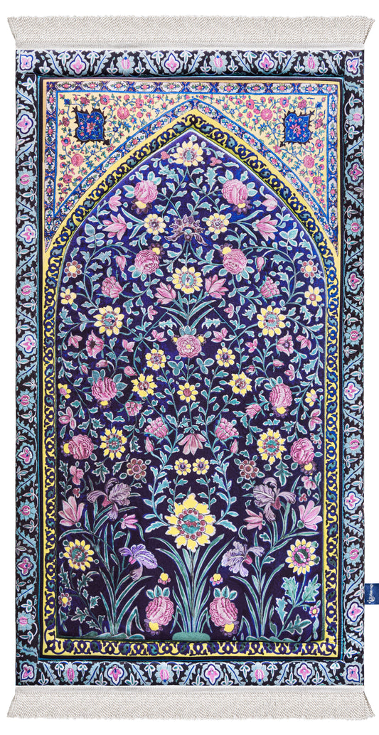 blue blossoms vintage cushioned prayer matt | Urban Rugs
