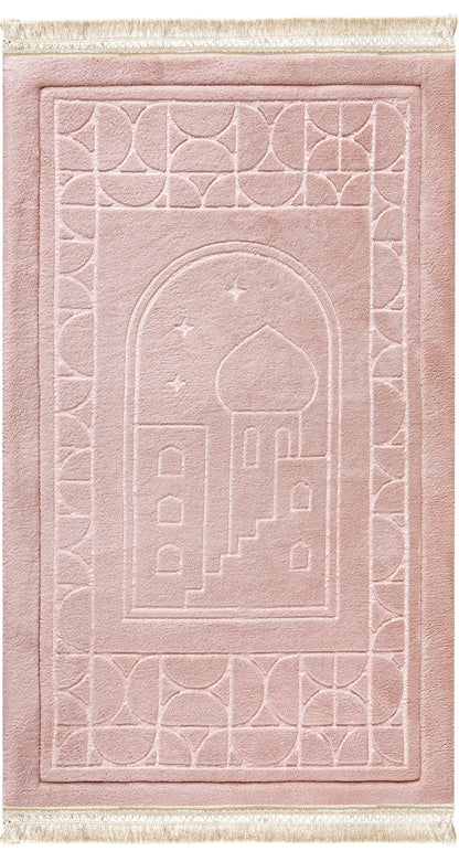سجادة صلاة محفورة لون زهري