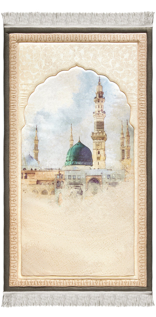 سجادة صلاة مبطنة بتصميم المدينة المنورة