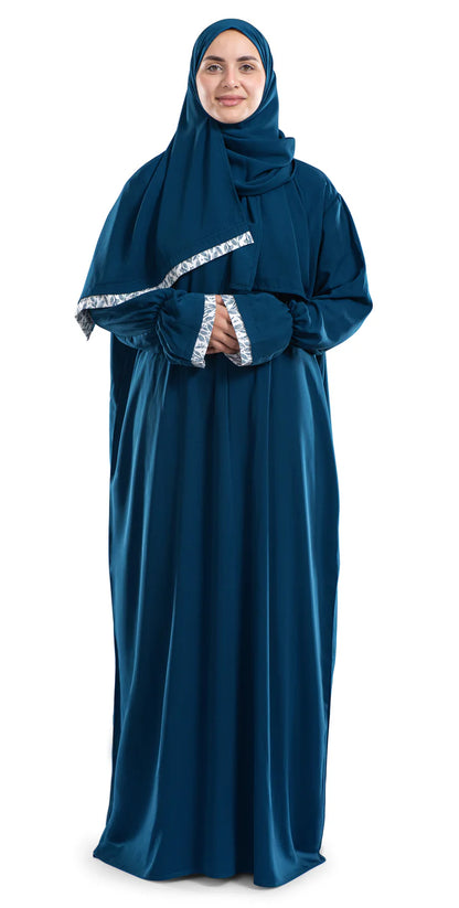 ملابس الصلاة الكريب باللون الأزرق النيلي